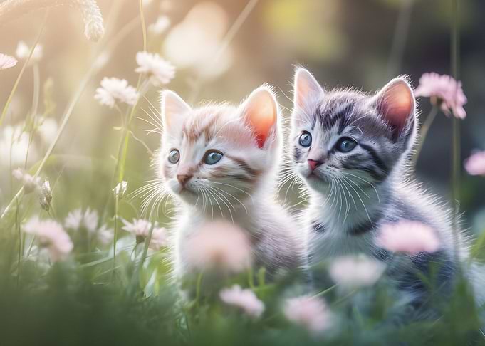 Kittens in a meadow