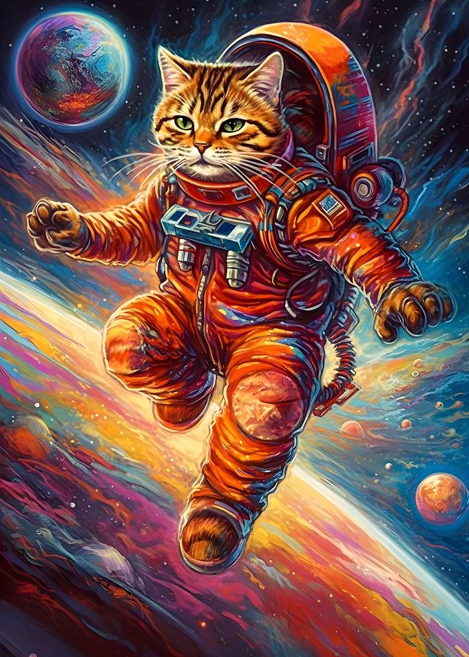 Astro cat in space