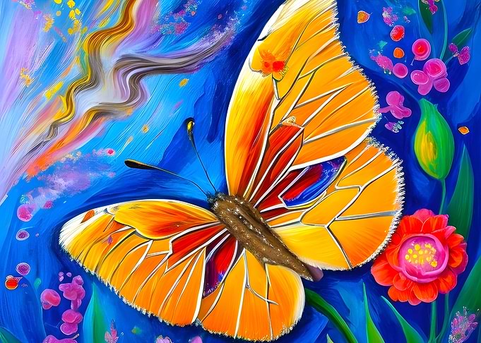Butterfly painting blue