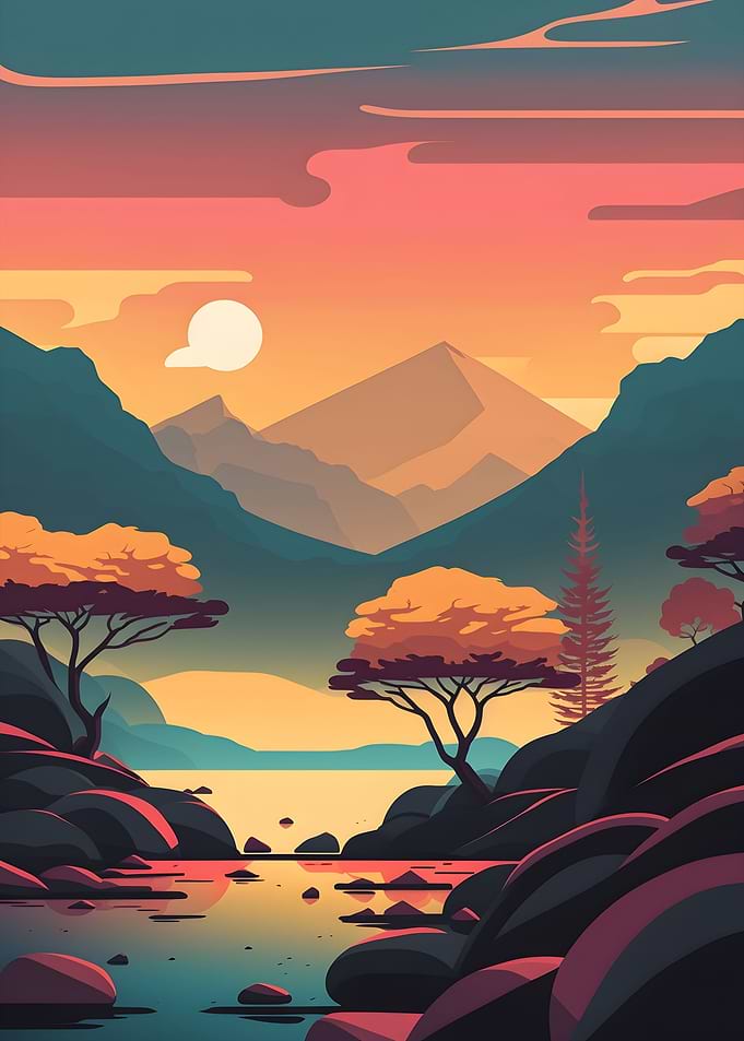 Mountains and a lake