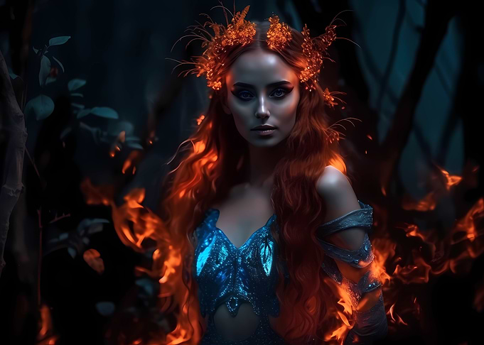 Beautiful blue fire mage