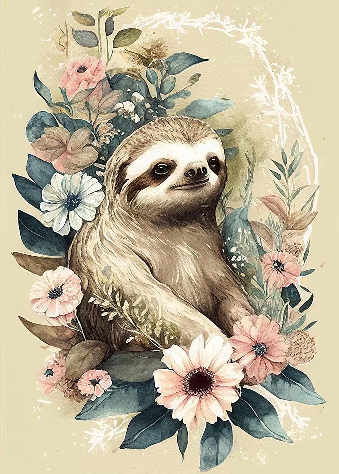 Sloth Watercolor Painting