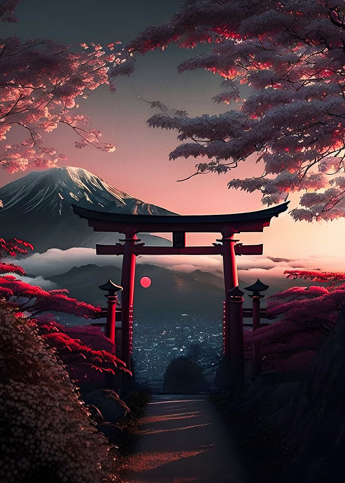 Torii gate view mt fuji