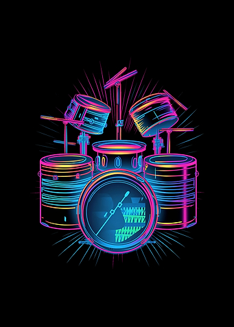 Drummer Drum Set 80s Retro