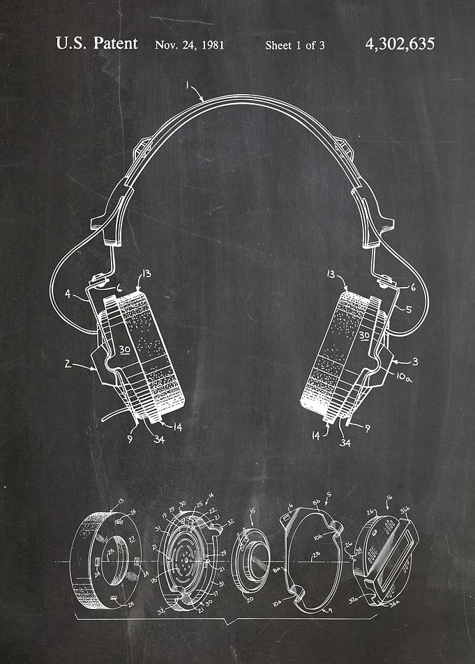 Headphones patent 1981