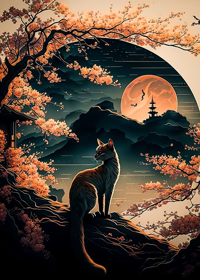 Cat moon japan