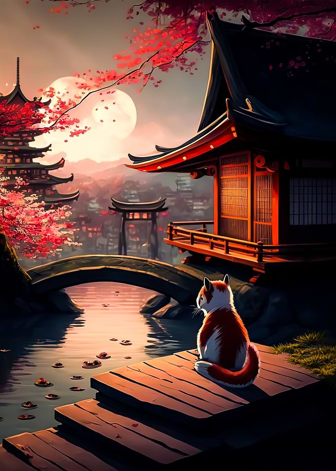Cat moon japan
