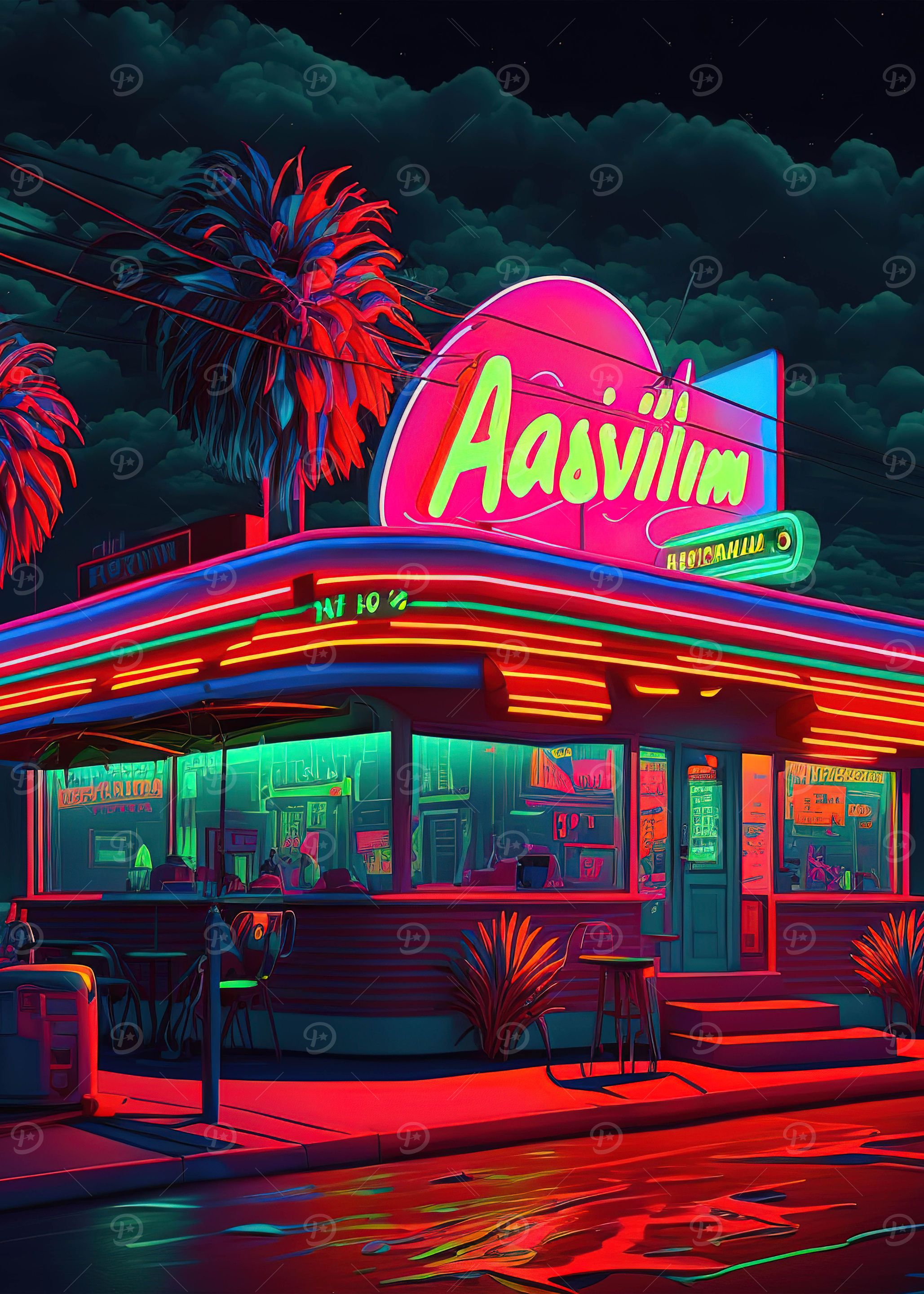 Outdoor Bar Beach Neon