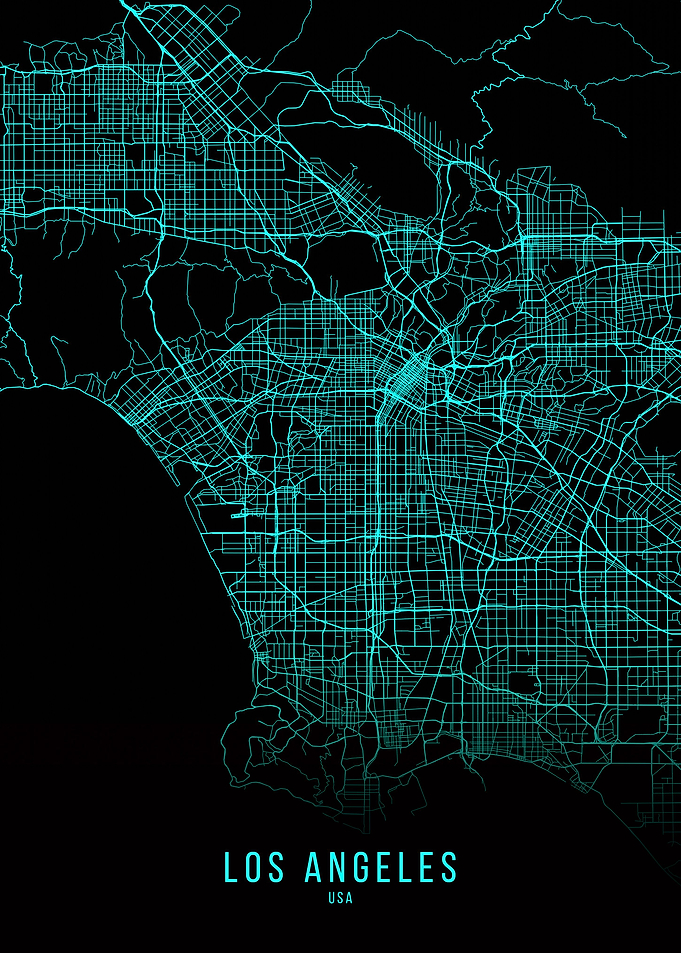 Los Angeles blue map