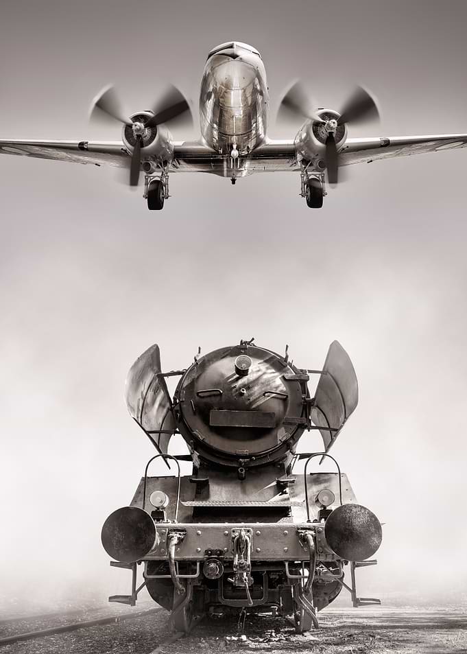 steam engine and aircraft