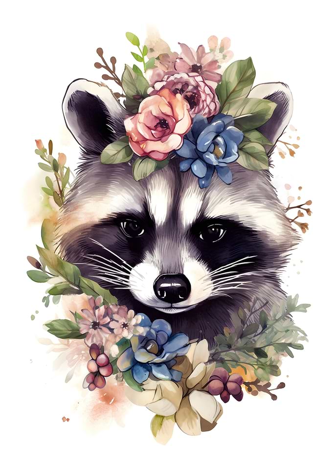 Floral Raccoon