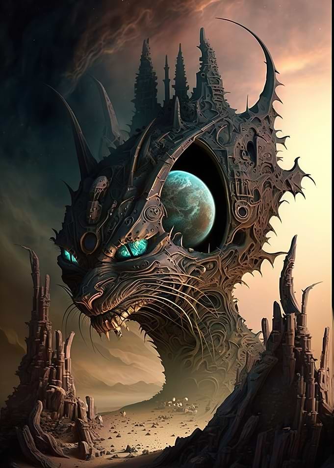 futuristic alien cat