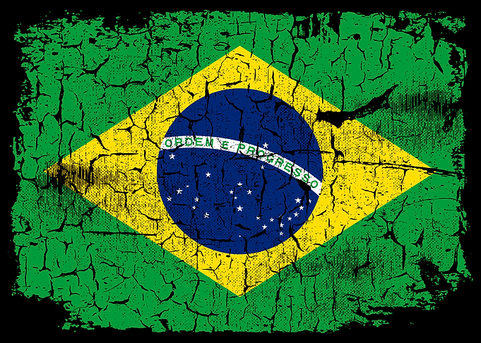 Brazil Flag Dusted Cracked