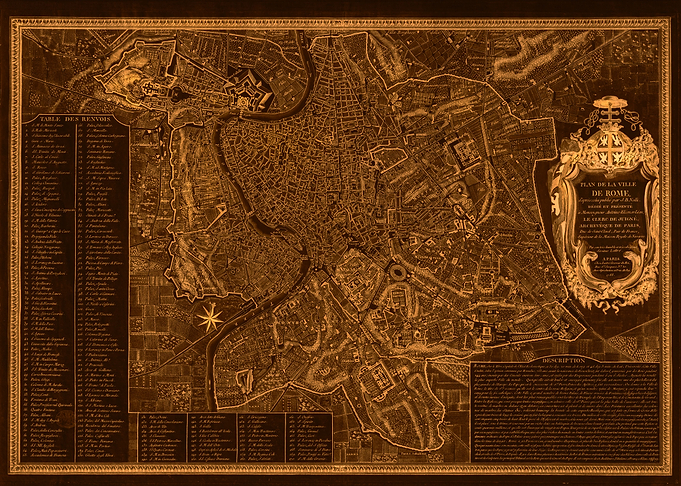 Rome Italy golden map