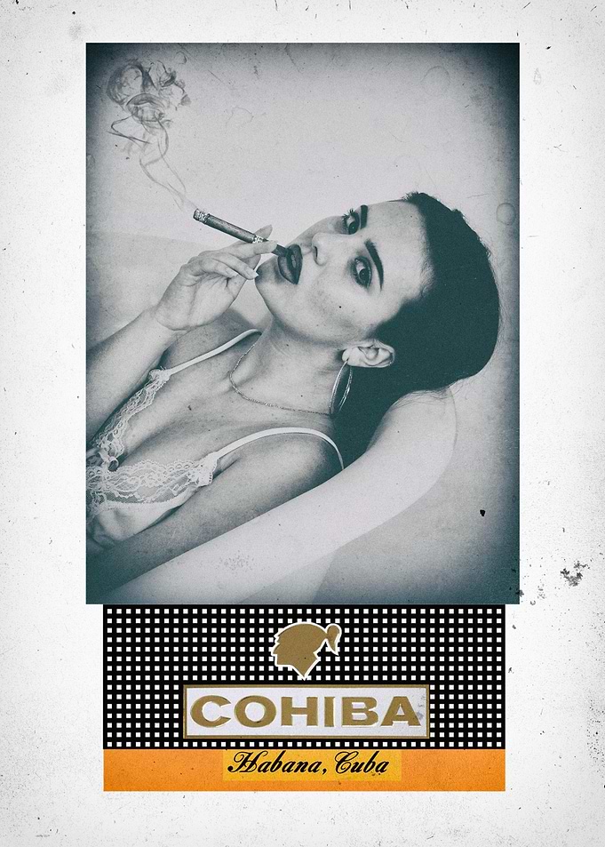 Woman smoking Cuban Cigar