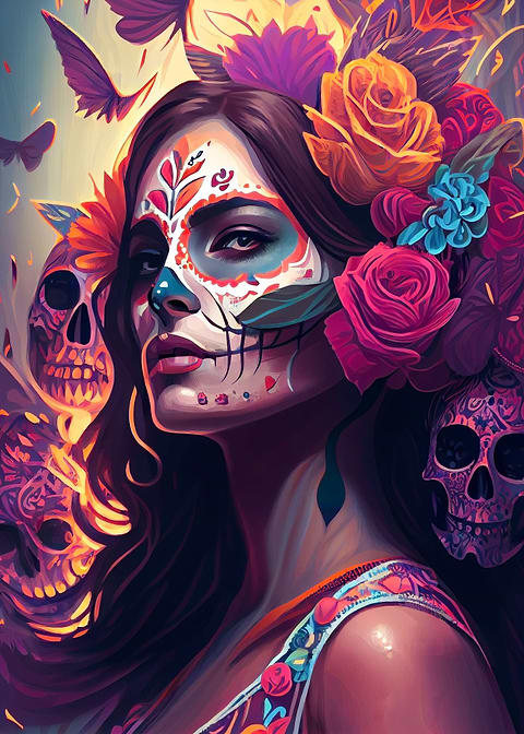 Fiesta of Life — sugar skull metal wall art