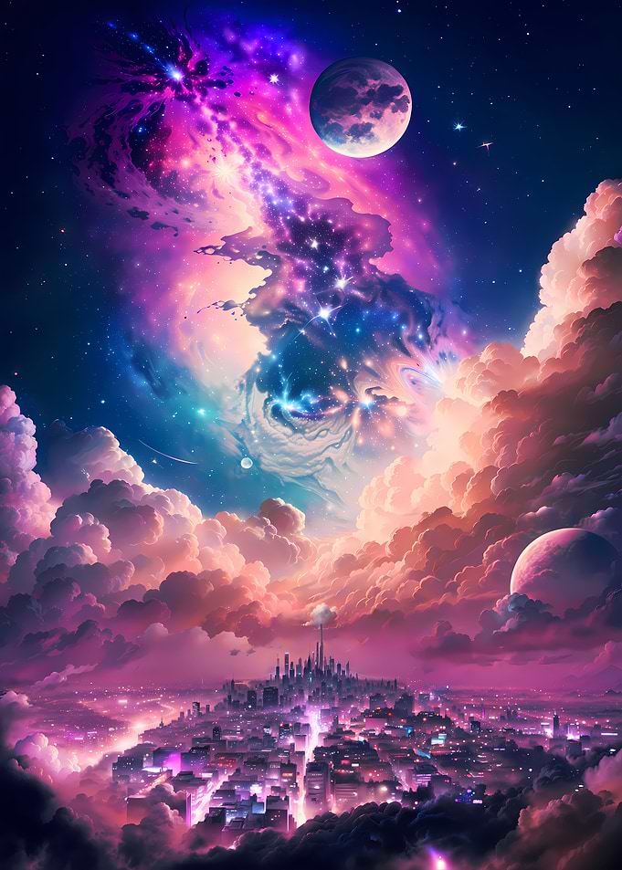 Galaxy Night Cityscape