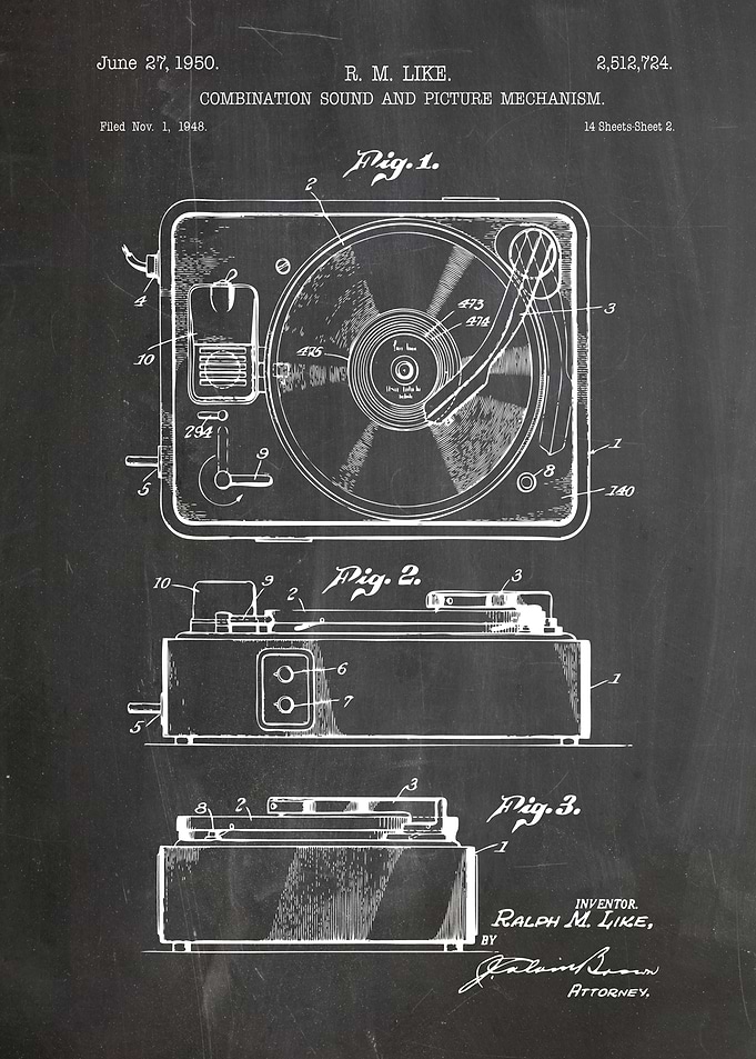 vinyl player patent 1950