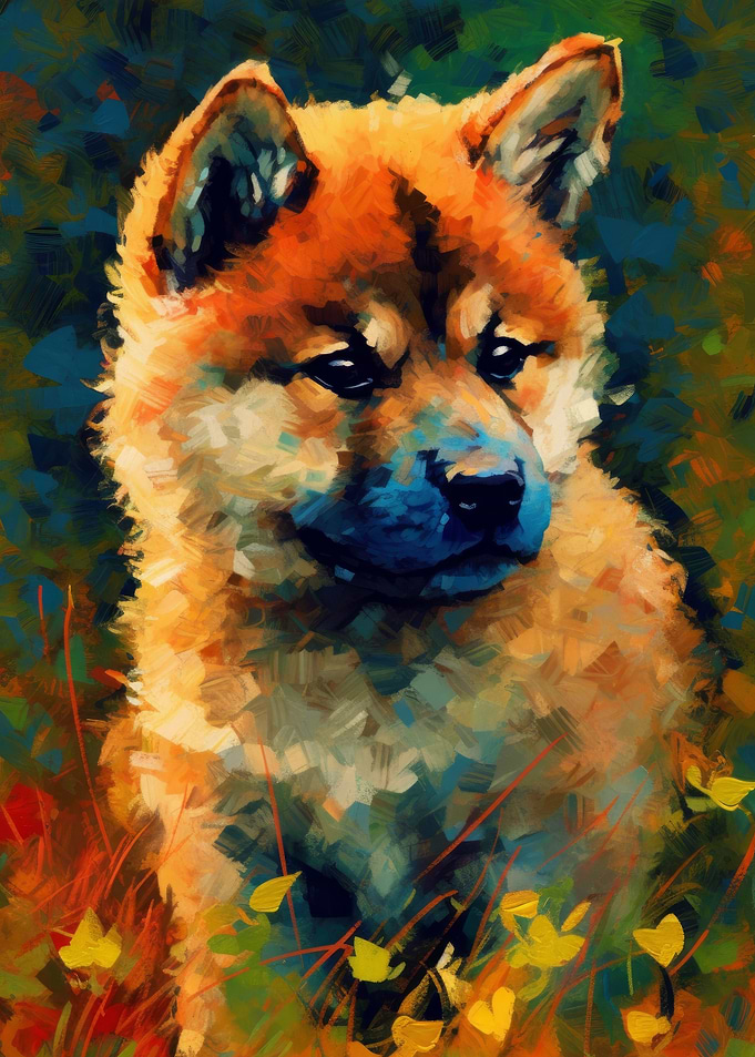 Akita Puppy Art