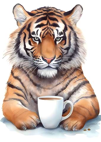 Tiger with coffee