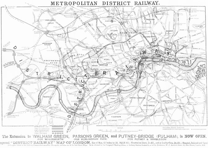 London railway vintage map