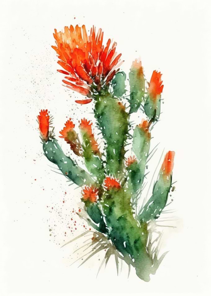 Cactus Flower Watercolor