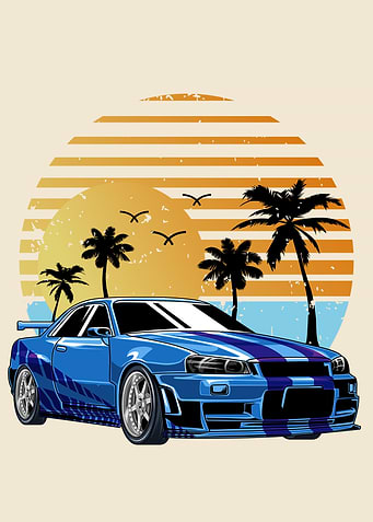 Summer Blue Skyline R34