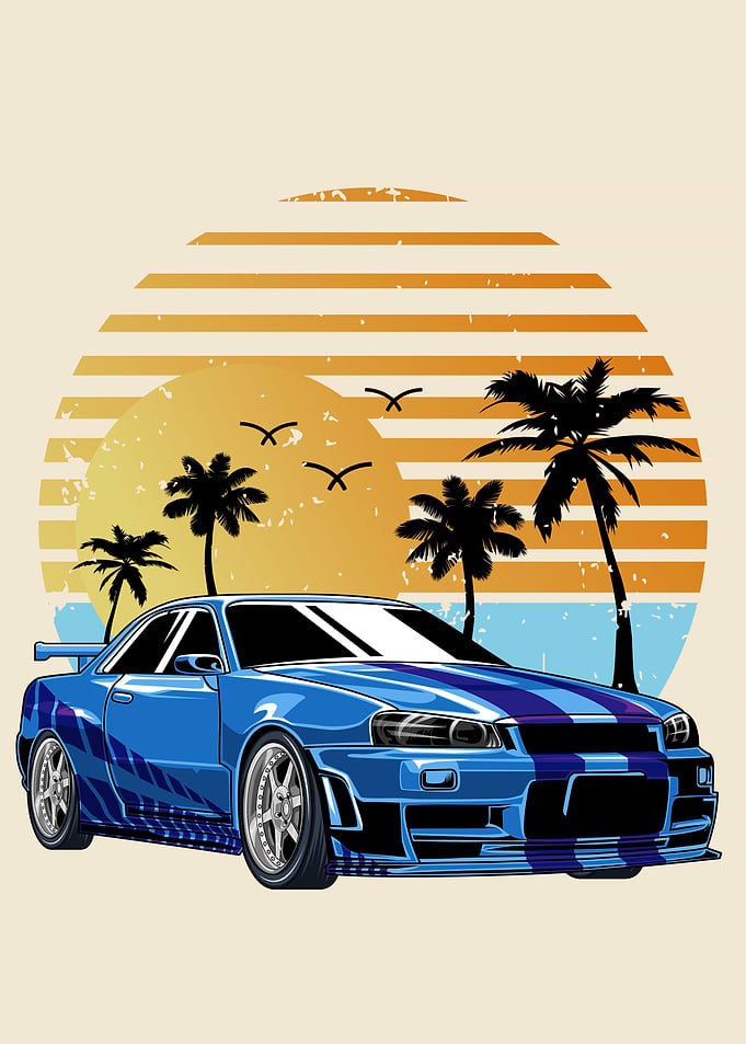 Summer Blue Skyline R34