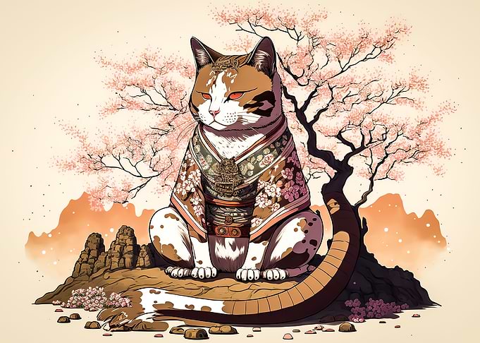 Cat Samurai Japan
