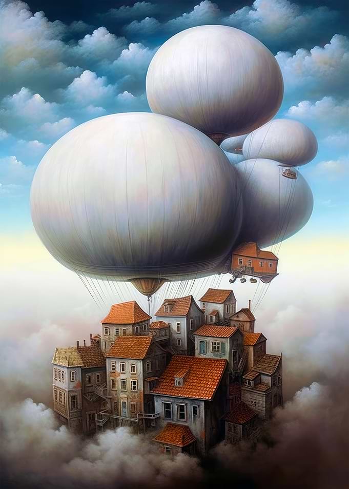 The Flying Town and clouds