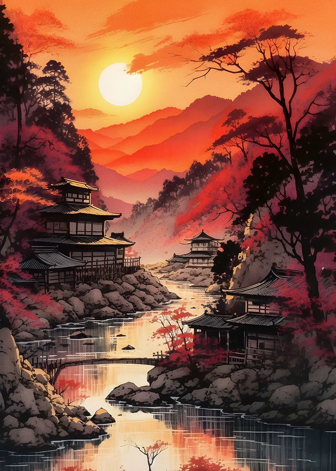 Sunset in the river