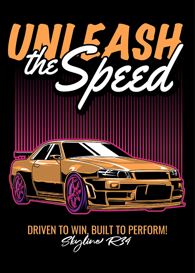 Retro Orange Cars R34