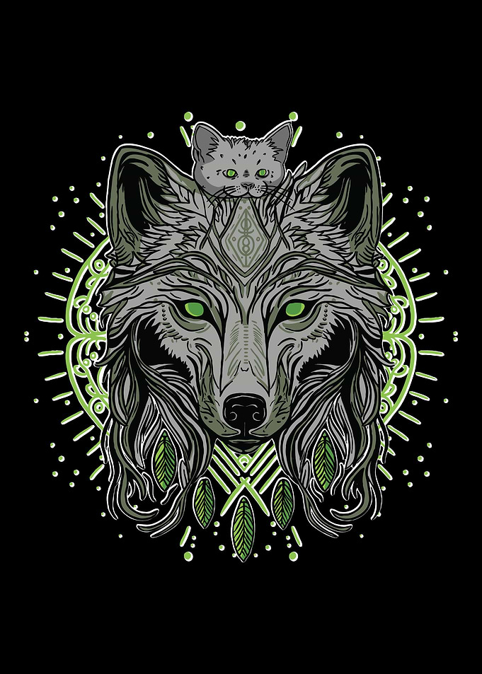 Wolf Wolf And A Cat