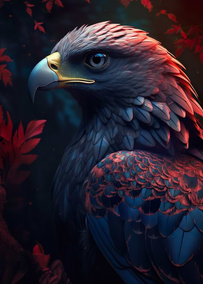 Eagle Red Leaves
