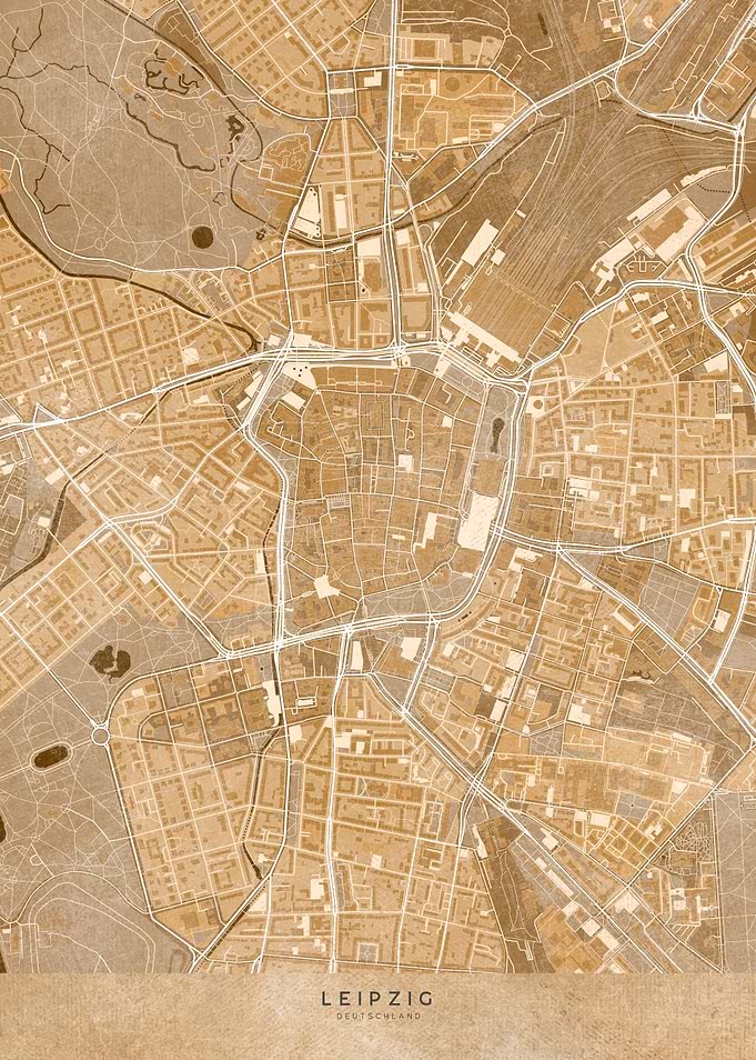 Leipzig center sepia map
