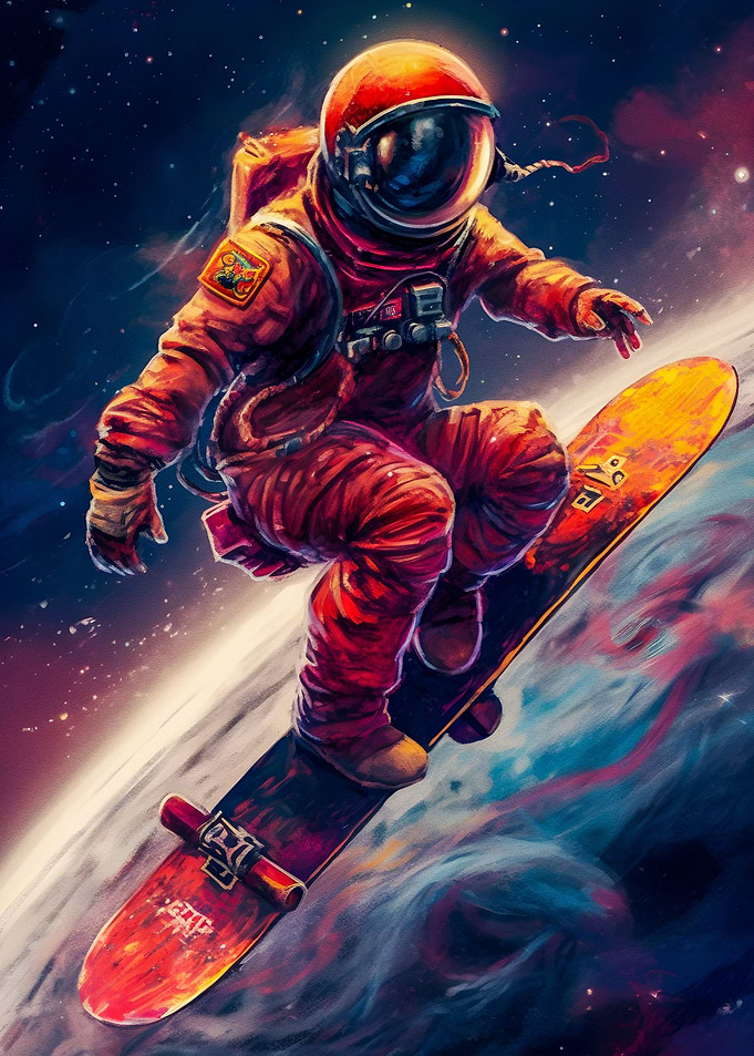 Astronaut playing Skate