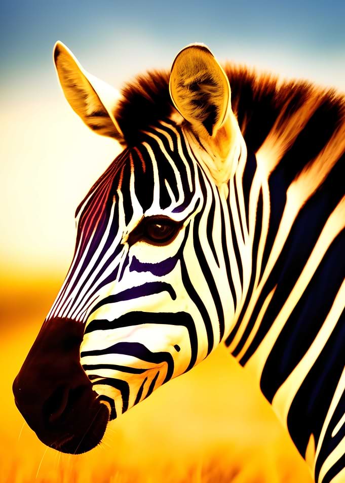 Art zebra in a field