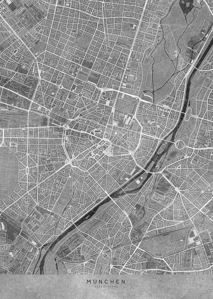 Munich center gray map