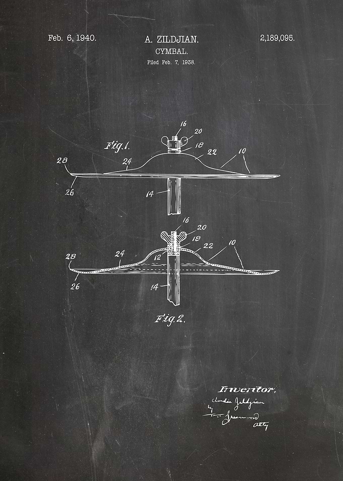 Cymbal patent 1940