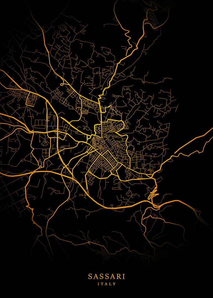 Sassari City Map Gold