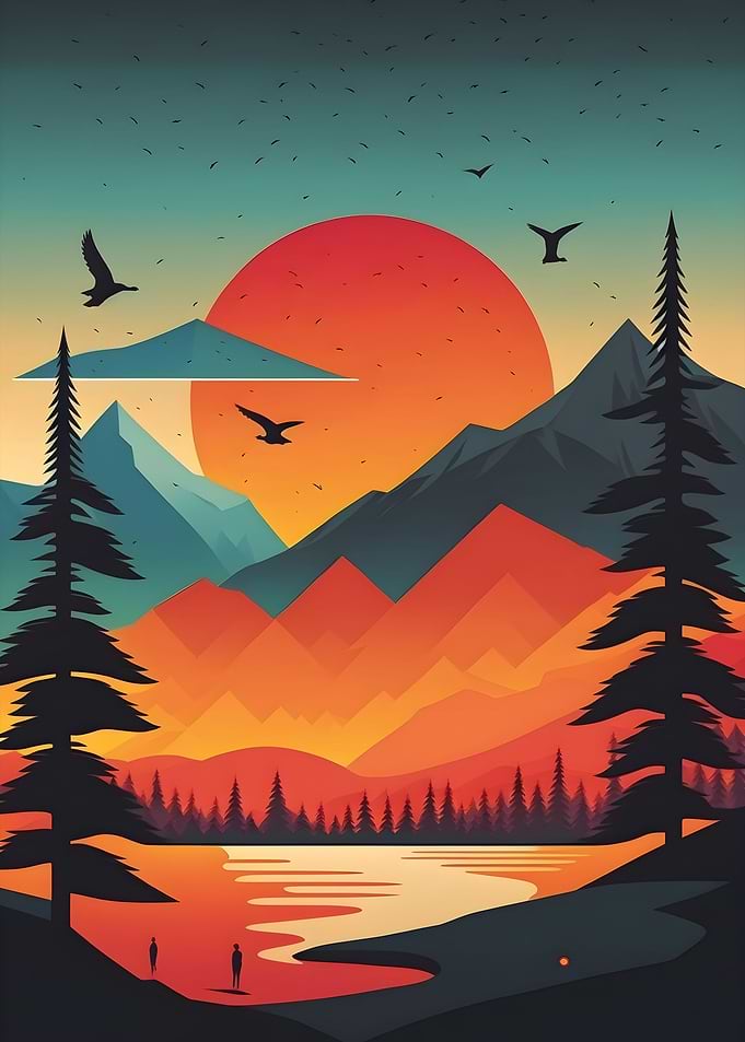 A lake and mountains