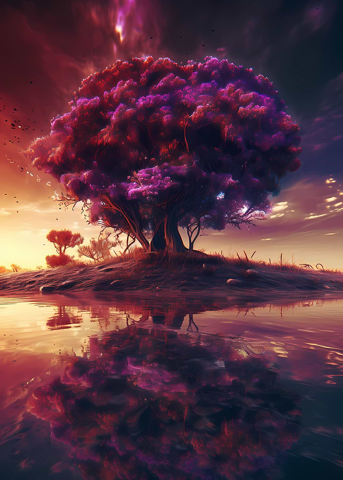 Purple Tree Reflections