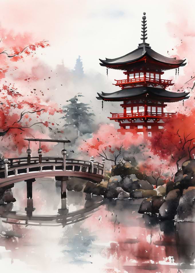 Red Temple by the Lake