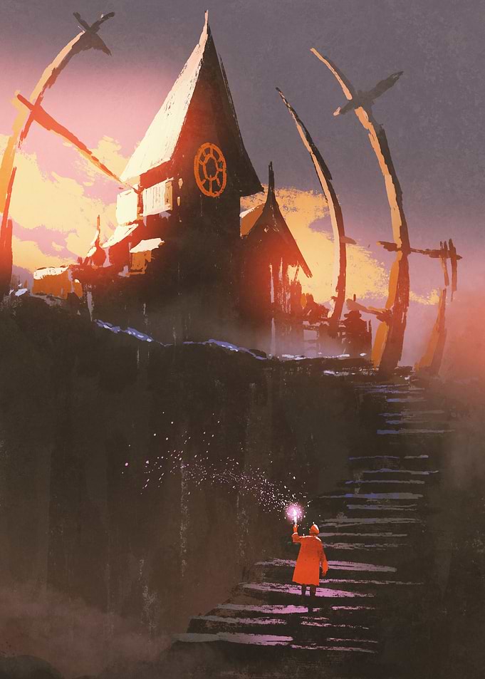 castle at sunset