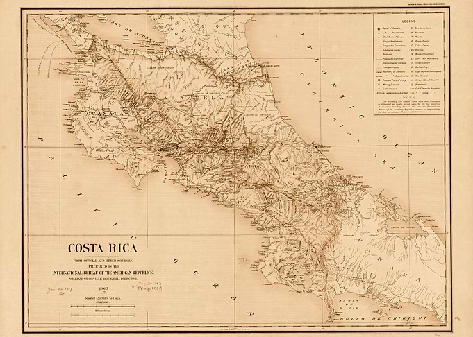 Costa Rica vintage map