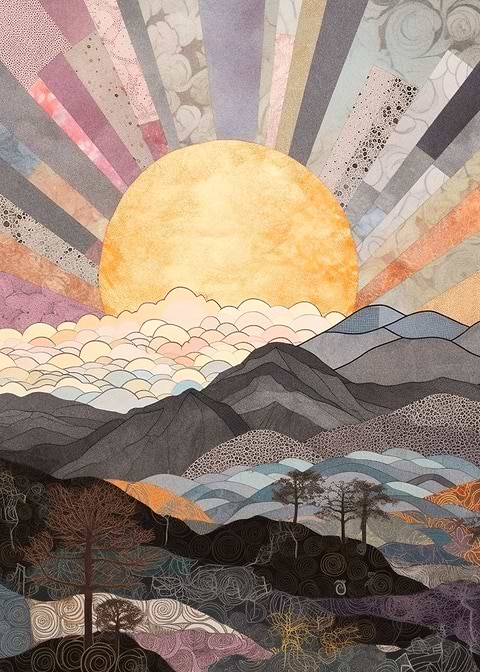 Sunrise — living room metal wall art