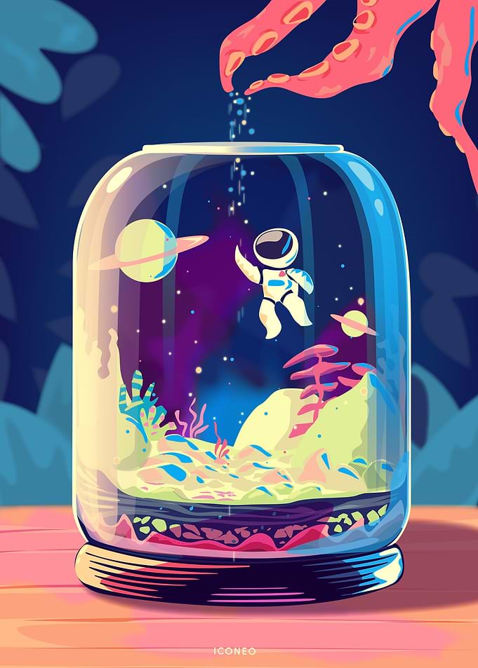 Astronaut terrarium