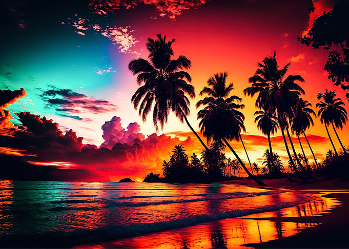 Beach sunset landscape