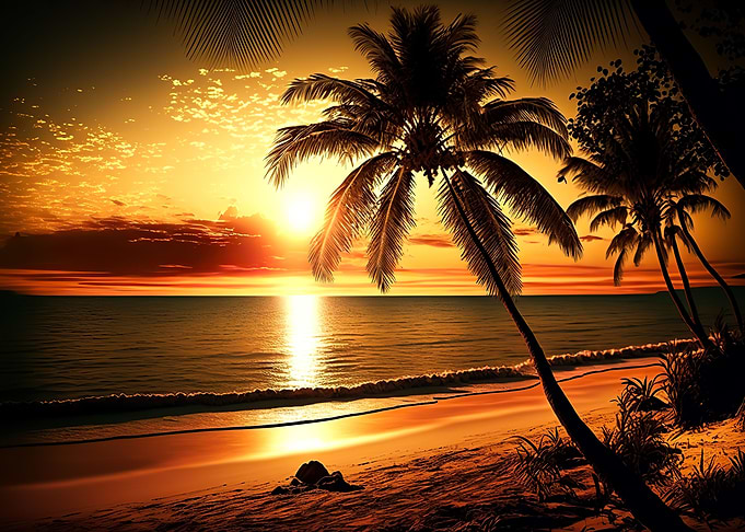 Beach sunset landscape