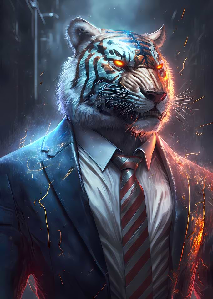White Boss Tiger in Suit